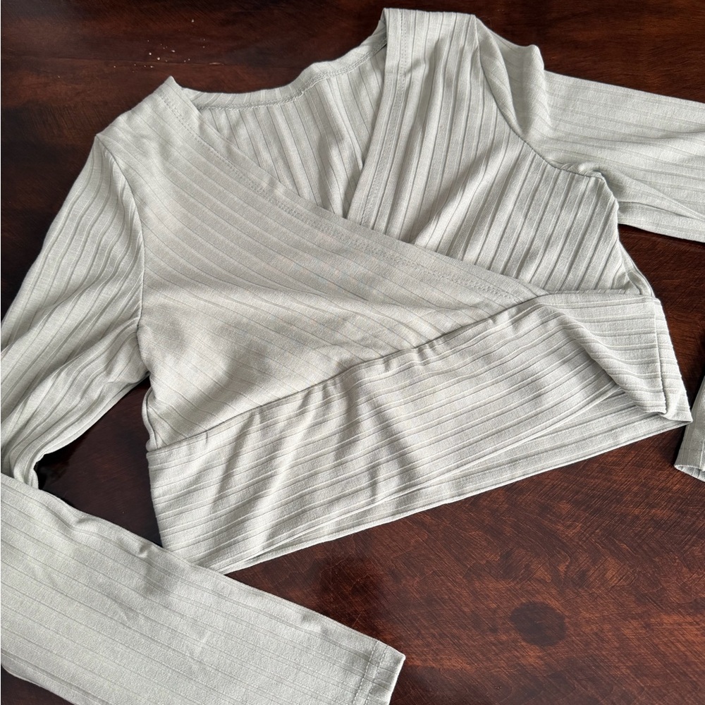 light green Ribbed Crop Top